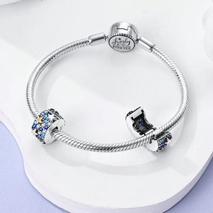 Planet Gates KTC417 Silver Clasp 925 Sterling Silver CZ pave Clip Charms Daisy Beads Stopper Safety Chain fit Original Bangle Bracelet Jewelry Clip