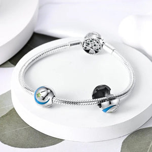 Planet Gates KTC417 Silver Clasp 925 Sterling Silver CZ pave Clip Charms Daisy Beads Stopper Safety Chain fit Original Bangle Bracelet Jewelry Clip