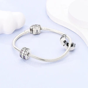 Planet Gates KTC417 Silver Clasp 925 Sterling Silver CZ pave Clip Charms Daisy Beads Stopper Safety Chain fit Original Bangle Bracelet Jewelry Clip
