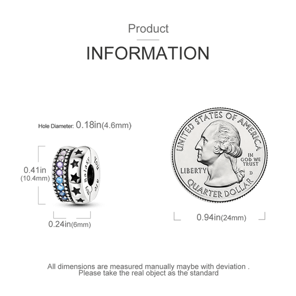 Planet Gates KTC417 Silver Clasp 925 Sterling Silver CZ pave Clip Charms Daisy Beads Stopper Safety Chain fit Original Bangle Bracelet Jewelry Clip