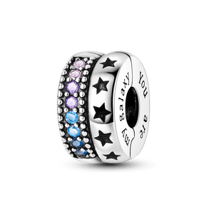 Planet Gates KTC417 Silver Clasp 925 Sterling Silver CZ pave Clip Charms Daisy Beads Stopper Safety Chain fit Original Bangle Bracelet Jewelry Clip