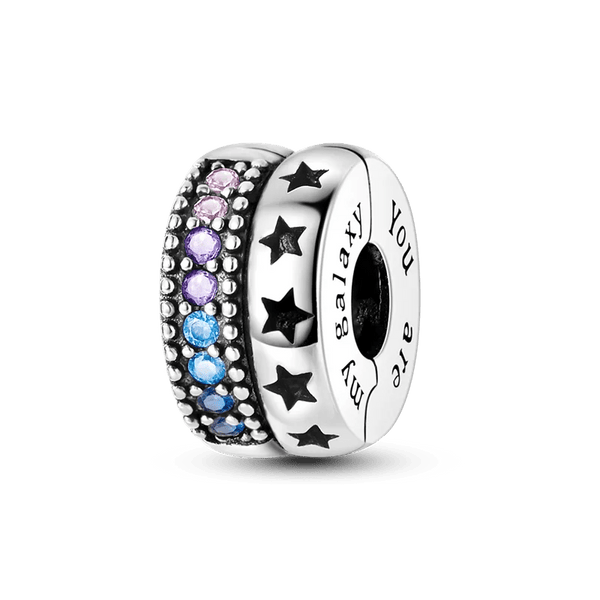 Planet Gates KTC417 Silver Clasp 925 Sterling Silver CZ pave Clip Charms Daisy Beads Stopper Safety Chain fit Original Bangle Bracelet Jewelry Clip