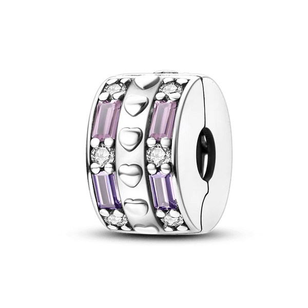 Planet Gates KTC417 Silver Clasp 925 Sterling Silver CZ pave Clip Charms Daisy Beads Stopper Safety Chain fit Original Bangle Bracelet Jewelry Clip