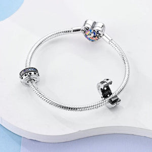 Planet Gates KTC417 Silver Clasp 925 Sterling Silver CZ pave Clip Charms Daisy Beads Stopper Safety Chain fit Original Bangle Bracelet Jewelry Clip
