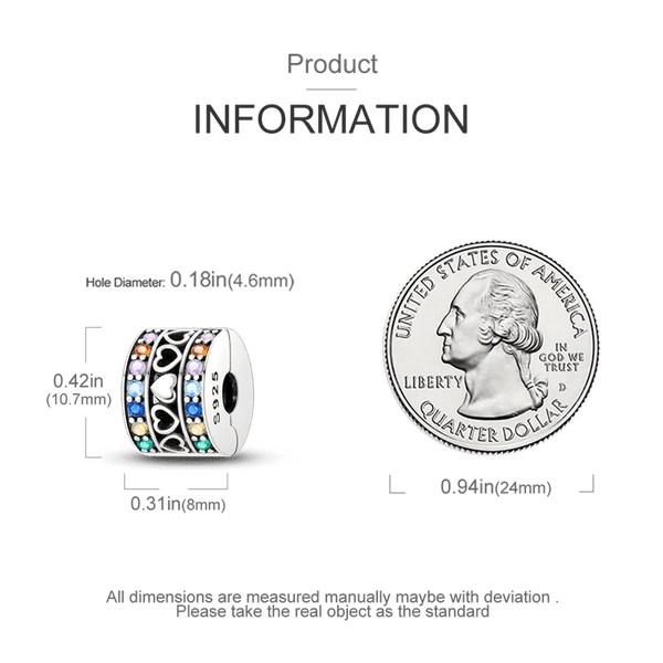 Planet Gates KTC417 Silver Clasp 925 Sterling Silver CZ pave Clip Charms Daisy Beads Stopper Safety Chain fit Original Bangle Bracelet Jewelry Clip