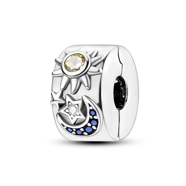 Planet Gates KTC417 Silver Clasp 925 Sterling Silver CZ pave Clip Charms Daisy Beads Stopper Safety Chain fit Original Bangle Bracelet Jewelry Clip