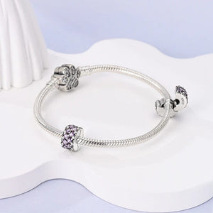 Planet Gates KTC417 Silver Clasp 925 Sterling Silver CZ pave Clip Charms Daisy Beads Stopper Safety Chain fit Original Bangle Bracelet Jewelry Clip