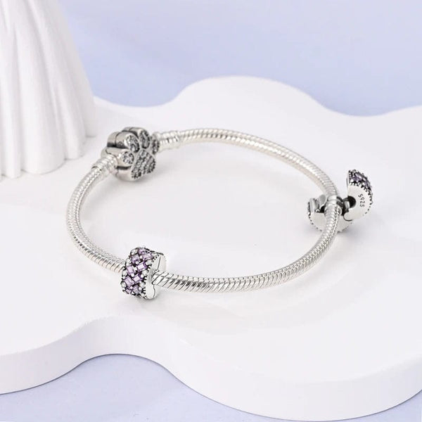 Planet Gates KTC417 Silver Clasp 925 Sterling Silver CZ pave Clip Charms Daisy Beads Stopper Safety Chain fit Original Bangle Bracelet Jewelry Clip