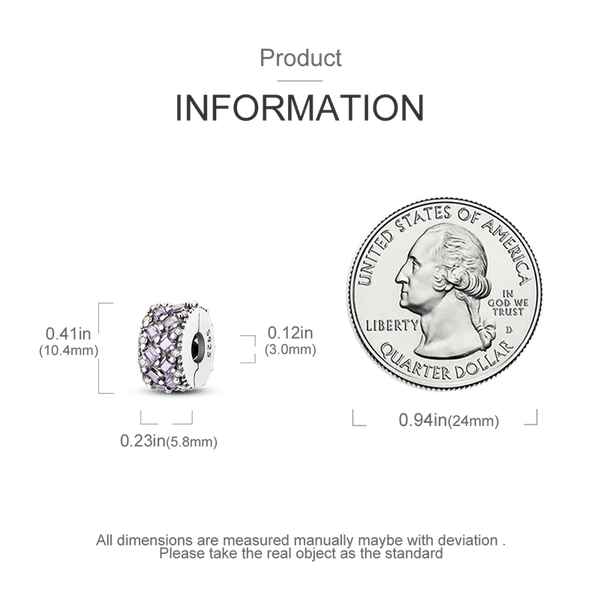 Planet Gates KTC417 Silver Clasp 925 Sterling Silver CZ pave Clip Charms Daisy Beads Stopper Safety Chain fit Original Bangle Bracelet Jewelry Clip