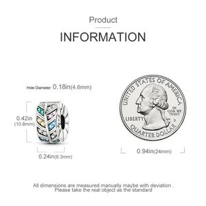 Planet Gates KTC417 Silver Clasp 925 Sterling Silver CZ pave Clip Charms Daisy Beads Stopper Safety Chain fit Original Bangle Bracelet Jewelry Clip