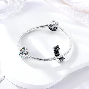 Planet Gates KTC417 Silver Clasp 925 Sterling Silver CZ pave Clip Charms Daisy Beads Stopper Safety Chain fit Original Bangle Bracelet Jewelry Clip