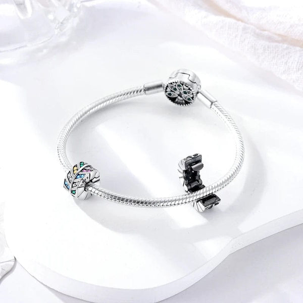 Planet Gates KTC417 Silver Clasp 925 Sterling Silver CZ pave Clip Charms Daisy Beads Stopper Safety Chain fit Original Bangle Bracelet Jewelry Clip