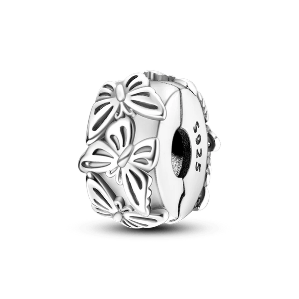 Planet Gates KTC417 Silver Clasp 925 Sterling Silver CZ pave Clip Charms Daisy Beads Stopper Safety Chain fit Original Bangle Bracelet Jewelry Clip