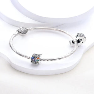 Planet Gates KTC417 Silver Clasp 925 Sterling Silver CZ pave Clip Charms Daisy Beads Stopper Safety Chain fit Original Bangle Bracelet Jewelry Clip