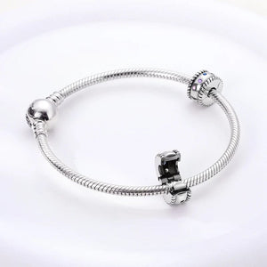 Planet Gates KTC417 Silver Clasp 925 Sterling Silver CZ pave Clip Charms Daisy Beads Stopper Safety Chain fit Original Bangle Bracelet Jewelry Clip