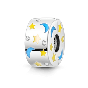 Planet Gates KTC417 Silver Clasp 925 Sterling Silver CZ pave Clip Charms Daisy Beads Stopper Safety Chain fit Original Bangle Bracelet Jewelry Clip