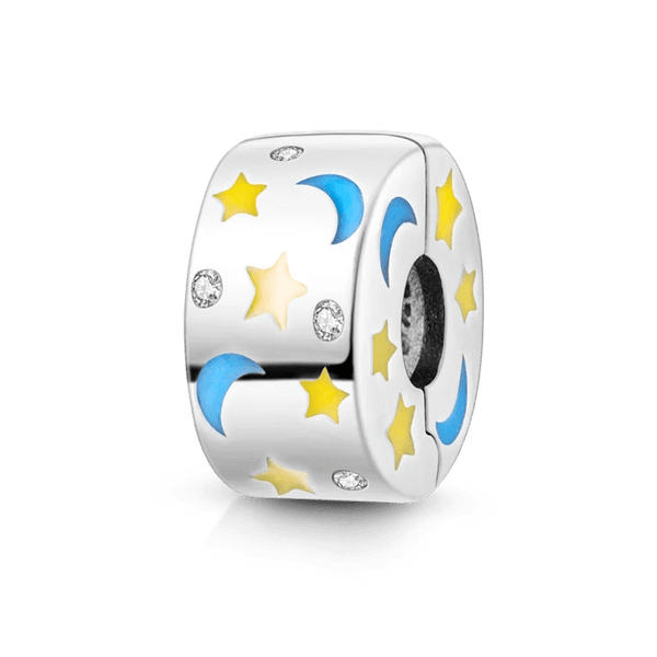 Planet Gates KTC417 Silver Clasp 925 Sterling Silver CZ pave Clip Charms Daisy Beads Stopper Safety Chain fit Original Bangle Bracelet Jewelry Clip