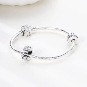 Planet Gates KTC417 Silver Clasp 925 Sterling Silver CZ pave Clip Charms Daisy Beads Stopper Safety Chain fit Original Bangle Bracelet Jewelry Clip