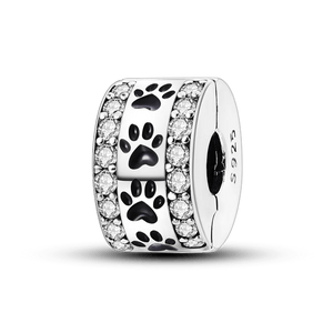 Planet Gates KTC417 Silver Clasp 925 Sterling Silver CZ pave Clip Charms Daisy Beads Stopper Safety Chain fit Original Bangle Bracelet Jewelry Clip