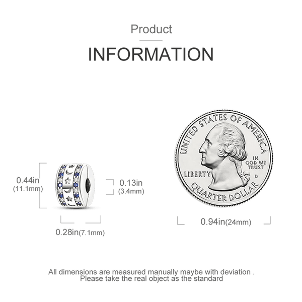 Planet Gates KTC417 Silver Clasp 925 Sterling Silver CZ pave Clip Charms Daisy Beads Stopper Safety Chain fit Original Bangle Bracelet Jewelry Clip