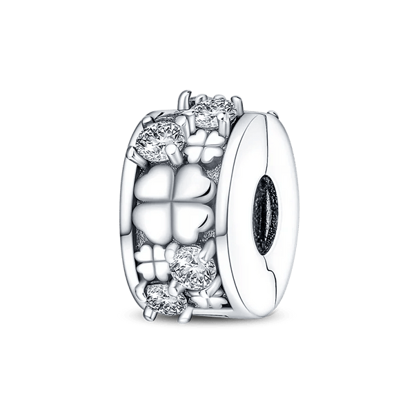 Planet Gates KTC417 Silver Clasp 925 Sterling Silver CZ pave Clip Charms Daisy Beads Stopper Safety Chain fit Original Bangle Bracelet Jewelry Clip