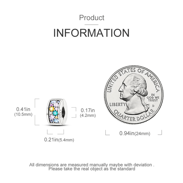 Planet Gates KTC417 Silver Clasp 925 Sterling Silver CZ pave Clip Charms Daisy Beads Stopper Safety Chain fit Original Bangle Bracelet Jewelry Clip