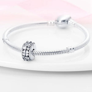 Planet Gates KTC417 Silver Clasp 925 Sterling Silver CZ pave Clip Charms Daisy Beads Stopper Safety Chain fit Original Bangle Bracelet Jewelry Clip