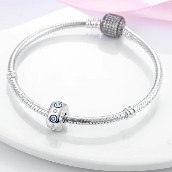 Planet Gates KTC417 Silver Clasp 925 Sterling Silver CZ pave Clip Charms Daisy Beads Stopper Safety Chain fit Original Bangle Bracelet Jewelry Clip