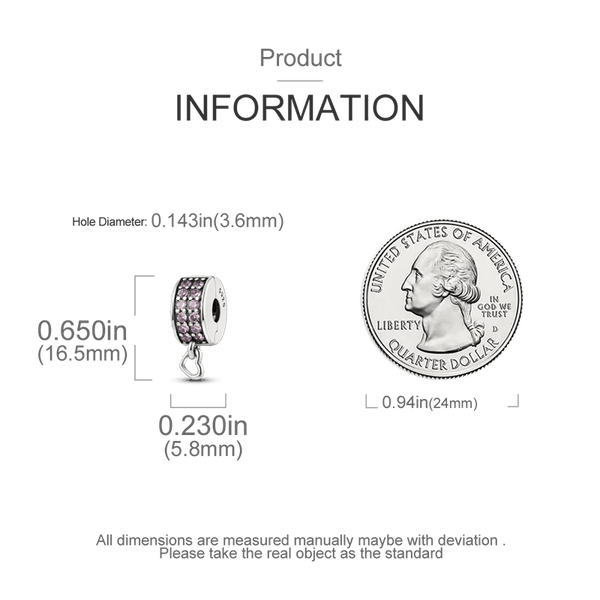 Planet Gates KTC417 Silver Clasp 925 Sterling Silver CZ pave Clip Charms Daisy Beads Stopper Safety Chain fit Original Bangle Bracelet Jewelry Clip