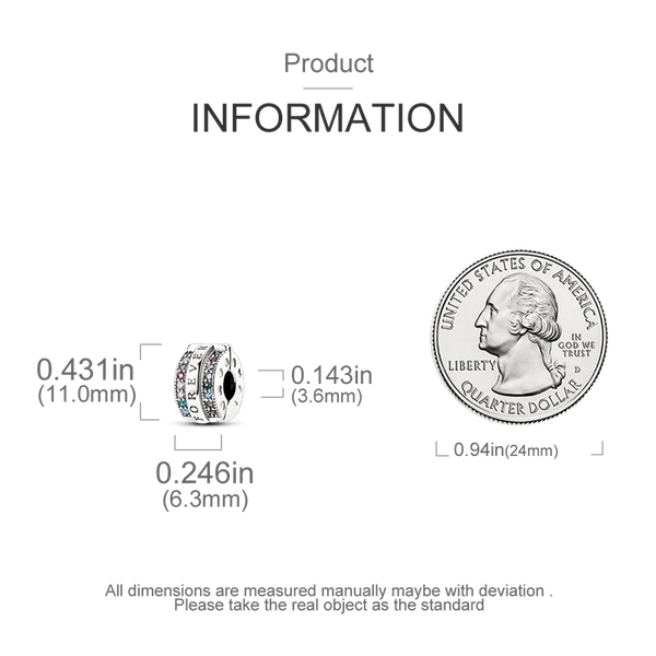 Planet Gates KTC417 Silver Clasp 925 Sterling Silver CZ pave Clip Charms Daisy Beads Stopper Safety Chain fit Original Bangle Bracelet Jewelry Clip