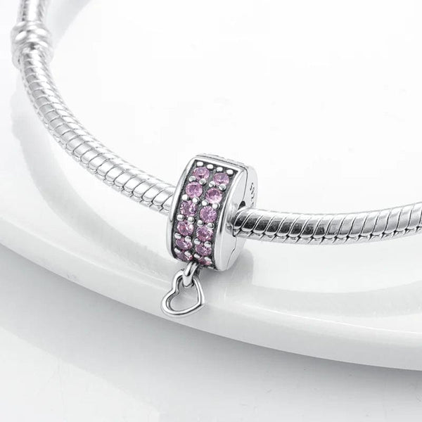 Planet Gates KTC417 Silver Clasp 925 Sterling Silver CZ pave Clip Charms Daisy Beads Stopper Safety Chain fit Original Bangle Bracelet Jewelry Clip