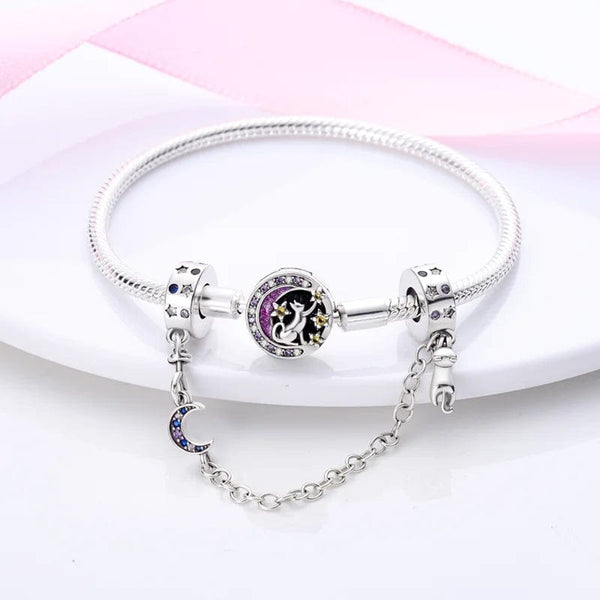 Planet Gates KTC417 Silver Clasp 925 Sterling Silver CZ pave Clip Charms Daisy Beads Stopper Safety Chain fit Original Bangle Bracelet Jewelry Clip