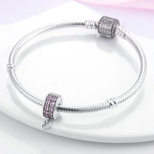 Planet Gates KTC417 Silver Clasp 925 Sterling Silver CZ pave Clip Charms Daisy Beads Stopper Safety Chain fit Original Bangle Bracelet Jewelry Clip