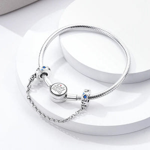 Planet Gates KTC417 Silver Clasp 925 Sterling Silver CZ pave Clip Charms Daisy Beads Stopper Safety Chain fit Original Bangle Bracelet Jewelry Clip