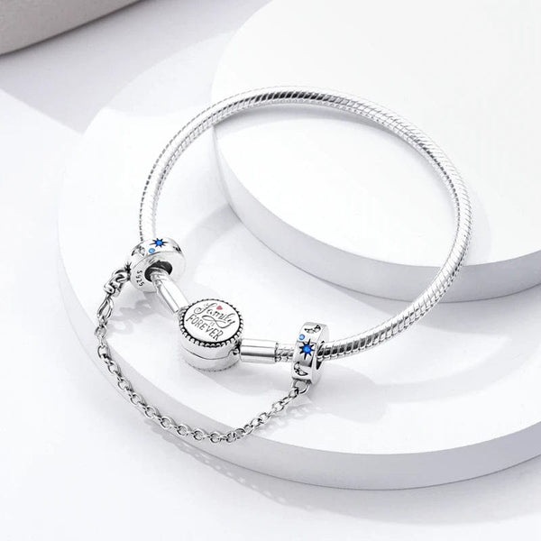 Planet Gates KTC417 Silver Clasp 925 Sterling Silver CZ pave Clip Charms Daisy Beads Stopper Safety Chain fit Original Bangle Bracelet Jewelry Clip