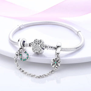 Planet Gates KTC417 Silver Clasp 925 Sterling Silver CZ pave Clip Charms Daisy Beads Stopper Safety Chain fit Original Bangle Bracelet Jewelry Clip