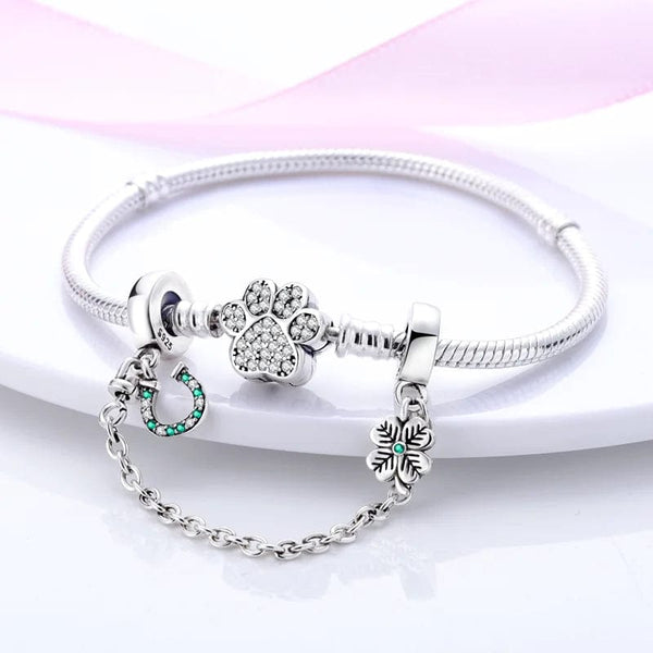 Planet Gates KTC417 Silver Clasp 925 Sterling Silver CZ pave Clip Charms Daisy Beads Stopper Safety Chain fit Original Bangle Bracelet Jewelry Clip
