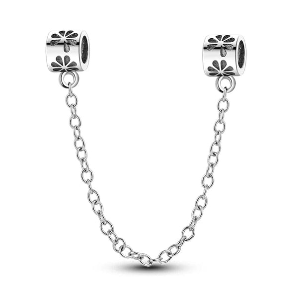 Planet Gates KTC417 Silver Clasp 925 Sterling Silver CZ pave Clip Charms Daisy Beads Stopper Safety Chain fit Original Bangle Bracelet Jewelry Clip