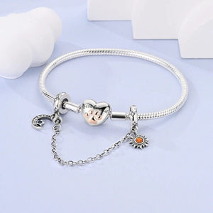 Planet Gates KTC417 Silver Clasp 925 Sterling Silver CZ pave Clip Charms Daisy Beads Stopper Safety Chain fit Original Bangle Bracelet Jewelry Clip