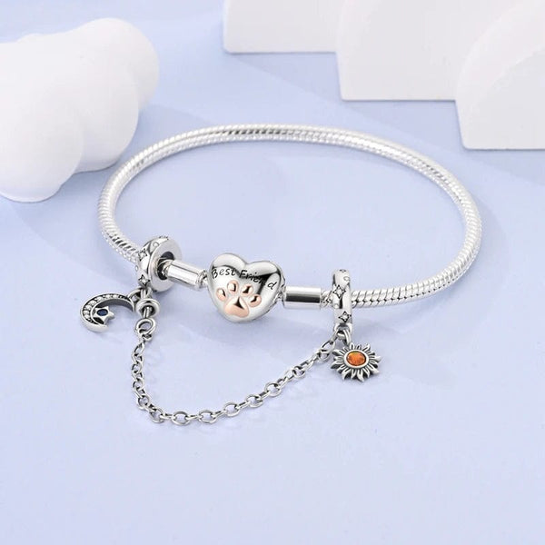 Planet Gates KTC417 Silver Clasp 925 Sterling Silver CZ pave Clip Charms Daisy Beads Stopper Safety Chain fit Original Bangle Bracelet Jewelry Clip