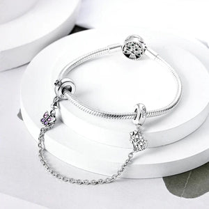 Planet Gates KTC417 Silver Clasp 925 Sterling Silver CZ pave Clip Charms Daisy Beads Stopper Safety Chain fit Original Bangle Bracelet Jewelry Clip