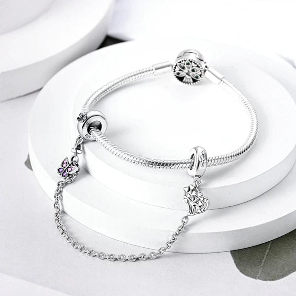 Planet Gates KTC417 Silver Clasp 925 Sterling Silver CZ pave Clip Charms Daisy Beads Stopper Safety Chain fit Original Bangle Bracelet Jewelry Clip
