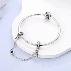 Planet Gates KTC417 Silver Clasp 925 Sterling Silver CZ pave Clip Charms Daisy Beads Stopper Safety Chain fit Original Bangle Bracelet Jewelry Clip