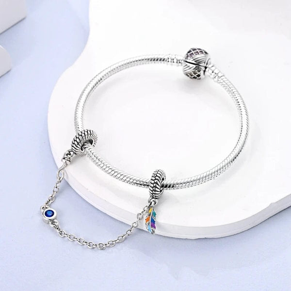 Planet Gates KTC417 Silver Clasp 925 Sterling Silver CZ pave Clip Charms Daisy Beads Stopper Safety Chain fit Original Bangle Bracelet Jewelry Clip