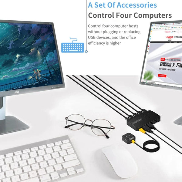 Planet Gates KVM Switch USB Switch Shared Controller Hub Adapter USB2.0 4 Inputs 4 Outputs For Laptop Computer Printer Keyboard Mouse Monitor