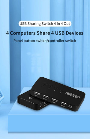 Planet Gates KVM Switch USB Switch Shared Controller Hub Adapter USB2.0 4 Inputs 4 Outputs For Laptop Computer Printer Keyboard Mouse Monitor
