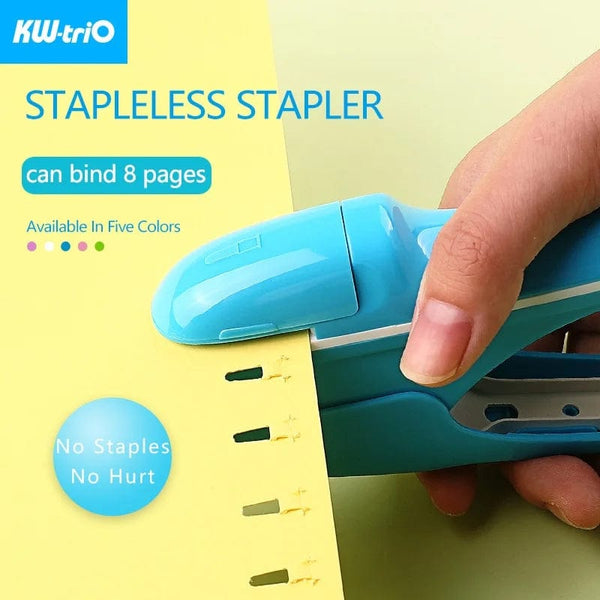 Planet Gates KW-triO Stapleless Stapler Safe Paper Stapling Portable Plastic Stapler Without Staples Bind 8 Sheets of Paper Office Supplies