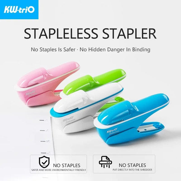 Planet Gates KW-triO Stapleless Stapler Safe Paper Stapling Portable Plastic Stapler Without Staples Bind 8 Sheets of Paper Office Supplies