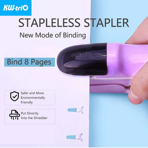 Planet Gates KW-triO Stapleless Stapler Safe Paper Stapling Portable Plastic Stapler Without Staples Bind 8 Sheets of Paper Office Supplies