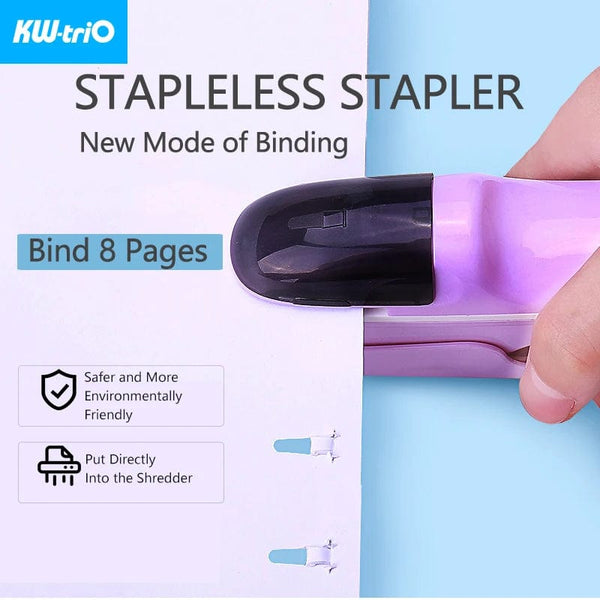 Planet Gates KW-triO Stapleless Stapler Safe Paper Stapling Portable Plastic Stapler Without Staples Bind 8 Sheets of Paper Office Supplies